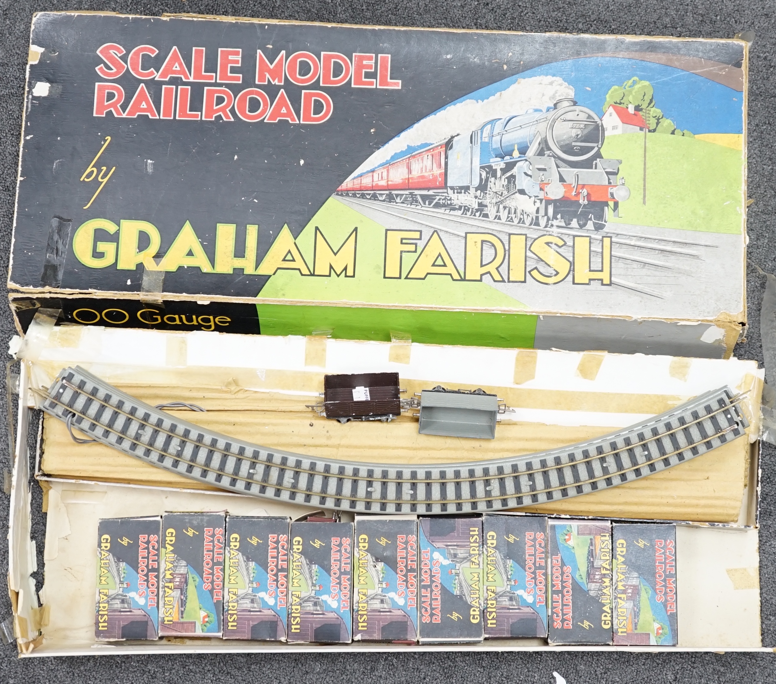 A collection of 00 gauge model Railway by Graham Farish, Exley, etc. including two locomotives; a GWR Prairie Tank loco, plus the remains of another, and a BR Class 5 4-6-0 tender loco, two boxed Pullman cars, freight wa